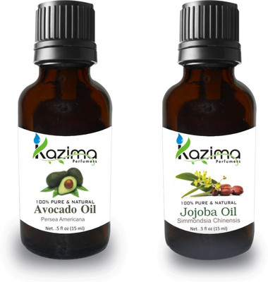 

KAZIMA Combo of Jojoba Oil and Avocado Oil For Hair Growth, Skin care (Each 15ML )- 100% Pure Natural Oil(15 ml)