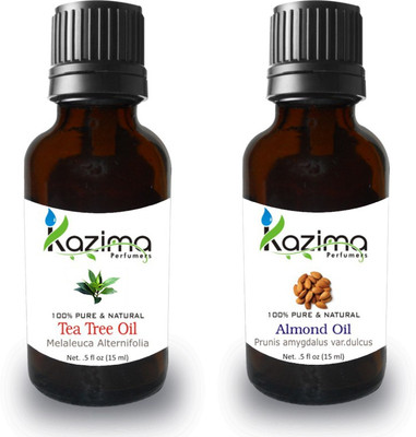 

KAZIMA Combo of Tea tree Oil and Almond Oil For Hair Growth, Skin care (Each 15ML )- 100% Pure Natural Oil(15 ml)