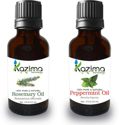 

KAZIMA Combo of Rosemary Oil and Peppermint Oil For Hair Growth, Skin care (Each 15ML )- 100% Pure Natural Oil(15 ml)