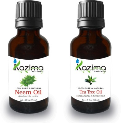 

KAZIMA Combo of Neem Carrier Oil and Tea tree Oil For Hair Growth, Skin care (Each 15ML )- 100% Pure Natural Oil(15 ml)