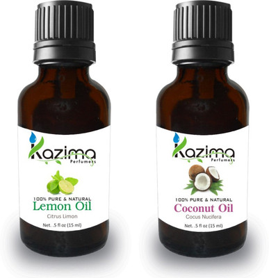 

KAZIMA Combo of Lemon Oil and coconut Oil For Hair Growth, Skin care (Each 15ML )- 100% Pure Natural Oil(15 ml)
