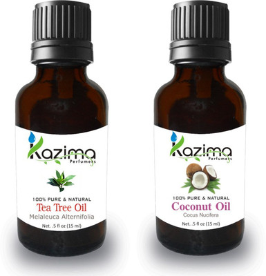 

KAZIMA Combo of Tea tree Oil and Coconut Oil For Hair Growth, Skin care (Each 15ML )- 100% Pure Natural Oil(15 ml)