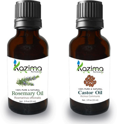 

KAZIMA Combo of Rosemary Oil and Castor Oil For Hair Growth, Skin care (Each 15ML )- 100% Pure Natural Oil(15 ml)