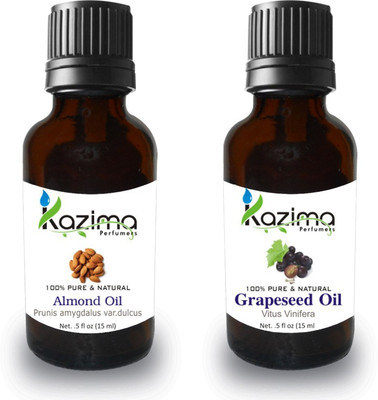 

KAZIMA Combo of Almond Oil and Grapeseed Oil For Hair Growth, Skin care (Each 15ML )- 100% Pure Natural Oil(15 ml)