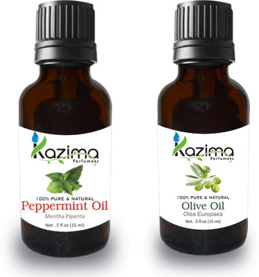 

KAZIMA Combo of Peppermint Oil and Olive Oil For Hair Growth, Skin care (Each 15ML )- 100% Pure Natural Oil(15 ml)
