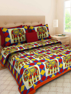 

Ahmedabad Bedding Cotton 180 TC Cotton Double Printed Bedsheet(Pack of 1, Multicolor)