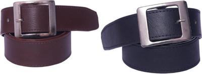 

FERRET Men Casual Brown, Black Artificial Leather Belt, Black and brown