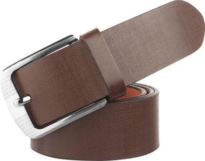 

Styles Creation Men Casual Brown Genuine Leather Belt, Brown;silver