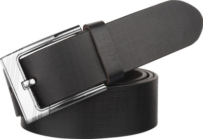 

Styles Creation Men Formal Black Genuine Leather Belt, Black;silver