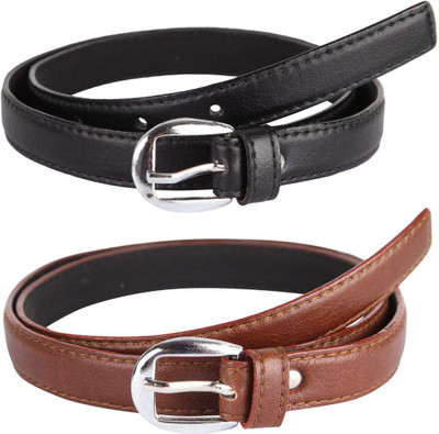 

HT Collections Women Casual Black, Tan Genuine Leather Belt