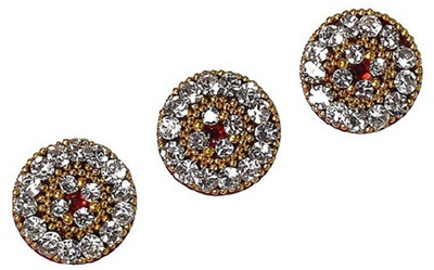 

beauty gold Traditional round big bindi for beautiful lady & girl forehead, nails Maroon Bindis(mugli marathi, bengali bindi, Bollywood style)