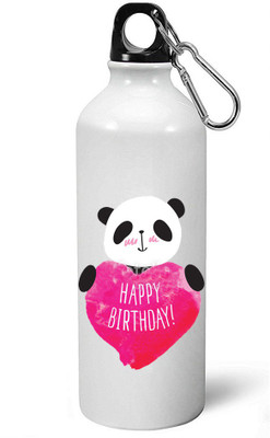 

MUGKIN HBS87 Happy Birthday Printed WHITE Aluminium bottle *Too Light In Weight*-ml 750 Sipper(Pack of 1, White)