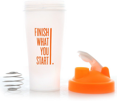 

Blays Premium Orange Protein Shaker Motivational Logo Gym Bottle 600ml with Spring Ball 600 Shaker(Pack of 1, Orange)