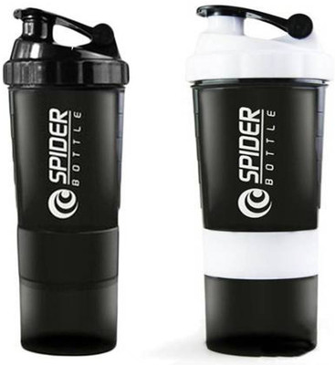 

Spider Combo of Protien Gym 500 Shaker(Pack of 2, Black, White), Black and white