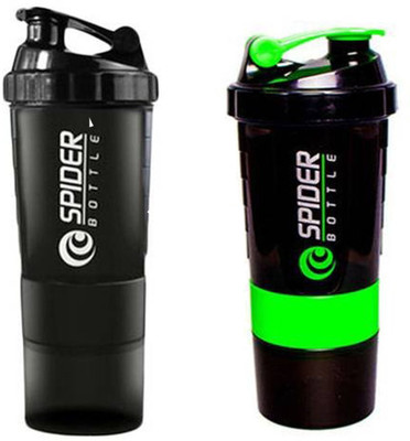 

Spider Combo of Protien Gym 500 Shaker(Pack of 2, Black, Green), Black and green