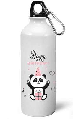 

MUGKIN HBS83 Happy Birthday Printed WHITE Aluminium bottle *Too Light In Weight*-ml 750 Sipper(Pack of 1, White)