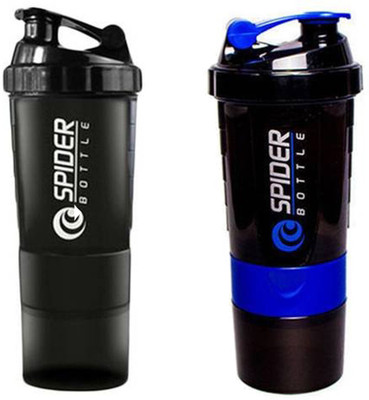 Spider Combo of Protien Gym 500 Shaker(Pack of 2, Black, Purple), Black and purple