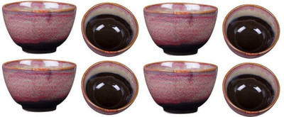 

caffeine Dining Dessert Bowl in Plum Studio Ceramic Bowl Set(Pink, Pack of 8)