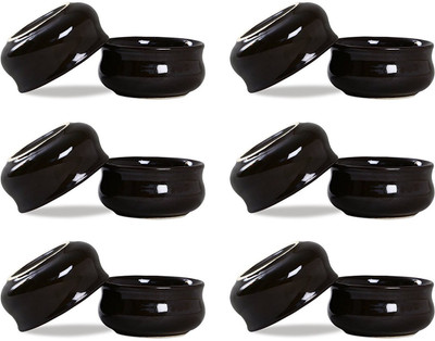 

caffeine Dip and Sauce Chirag Serving Bowl in Black Glossy (Set of 12) Ceramic Bowl Set(Black, Pack of 12)