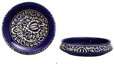 

caffeine Decorative Bowl 10 Inch in Blue Mughal Handmade Ceramic Bowl Set(Blue, Pack of 2)