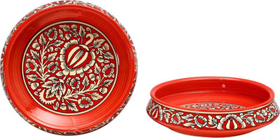 

Caffeine Red Mughal Stoneware Bowl Set(Red, Pack of 2)