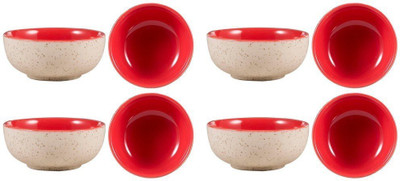 

caffeine Dining Dessert Bowl in Red Matte Ceramic Bowl Set(Red, White, Pack of 8)