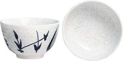 

caffeine Katori Dessert Bowl Stoneware in Matte White Leaf (Set of 2) Ceramic Bowl Set(White, Pack of 2)