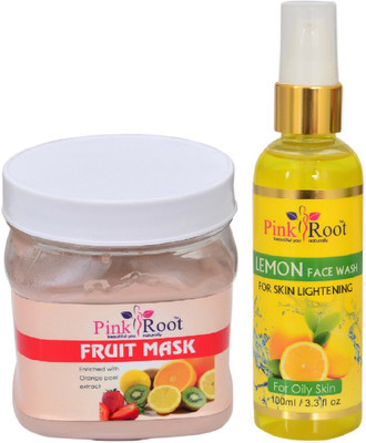 

Pink Root FRUIT MASK 500ML WITH LEMON FACE WASH 100ML(Set of 2)