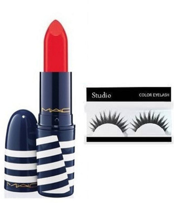 

Studio Eyelashes With Mac Matte Finish Long Lasting Red Lipstick(Set of 2)