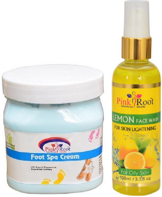 

Pink Root FOOT SPA CREAM 500ML WITH LEMON FACE WASH 100ML(Set of 2)