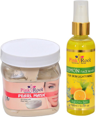 

Pink Root PEARL MASK 500ML WITH LEMON FACE WASH 100ML(Set of 2)