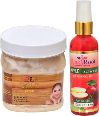 

Pink Root GOLD SCRUB 500ML WITH APPLE FACE WASH 100ML(Set of 2)