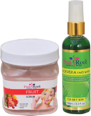 

Pink Root FRUIT SCRUB 500ML WITH ALOEVERA FACE WASH 100ML(Set of 2)