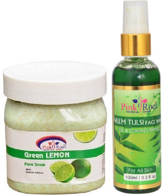 

Pink Root GREEN LEMON SCRUB 500ML WITH NEEM FACE WASH 100ML(Set of 2)