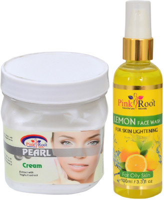 

Pink Root PEARL CREAM 500ML WITH LEMON FACE WASH 100ML(Set of 2)