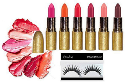 

studio Eyelashes With Mac Mariah Carey Lipstick Multicolor Pack of 6(Set of 7)