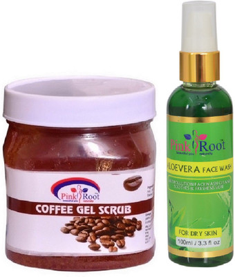 

Pink Root COFFEE SCRUB 500ML WITH ALOEVERA FACE WASH 100ML(Set of 2)