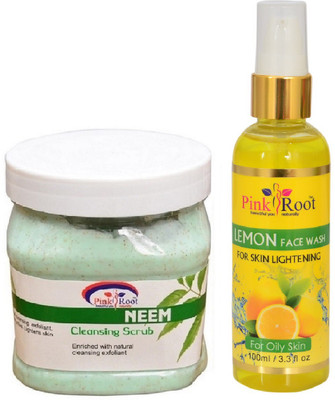 

Pink Root NEEM SCRUB 500ML WITH LEMON FACE WASH 100ML(Set of 2)