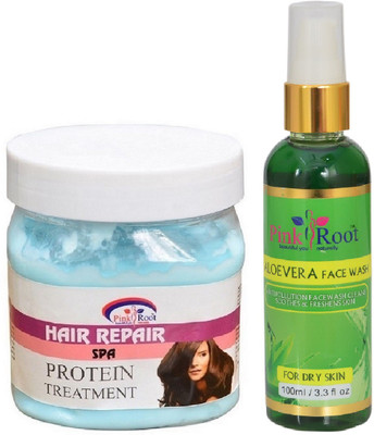 

Pink Root HAIR SPA CREAM 500ML WITH ALOEVERA FACE WASH 100ML(Set of 2)
