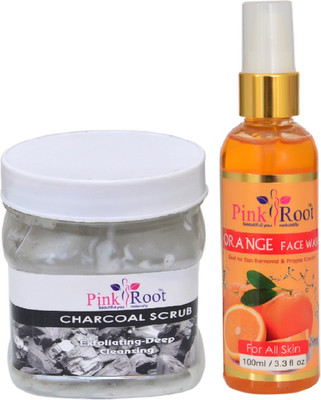

Pink Root CHARCOAL SCRUB 500ML WITH ORANGE FACE WASH 100ML(Set of 2)
