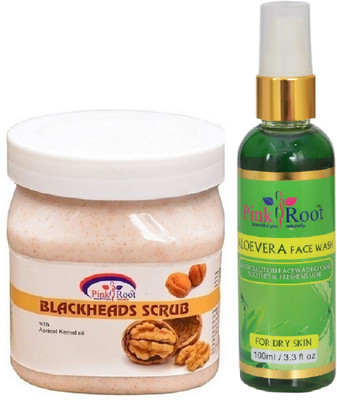 

Pink Root BLACKHEADS SCRUB 500ML WITH ALOEVERA FACE WASH 100ML(Set of 2)