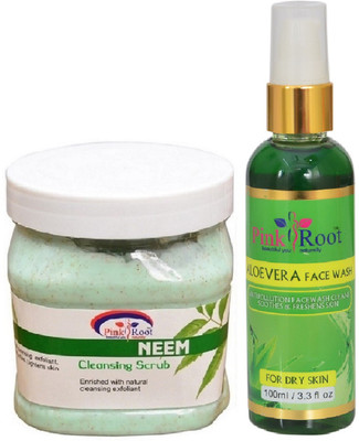 

Pink Root NEEM SCRUB 500ML WITH ALOEVERA FACE WASH 100ML(Set of 2)