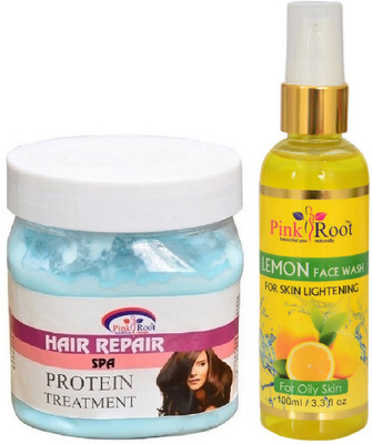 

Pink Root HAIR SPA CREAM 500ML WITH LEMON FACE WASH 100ML(Set of 2)