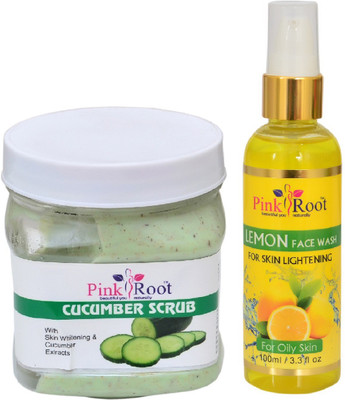 

Pink Root CUCUMBER SCRUB 500ML WITH LEMON FACE WASH 100ML(Set of 2)