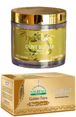 Pink Root OLIVE BUTTER CREAM 100G WITH NATURENCE GOLD BLEACH 200G(Set of 2)