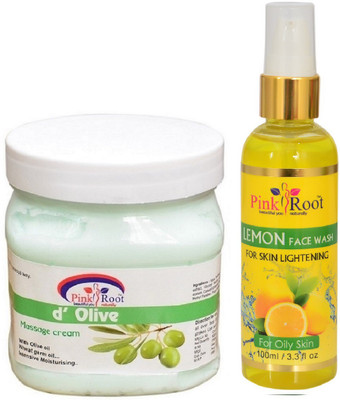 

Pink Root D OLIVE CREAM 500ML WITH LEMON FACE WASH 100ML(Set of 2)