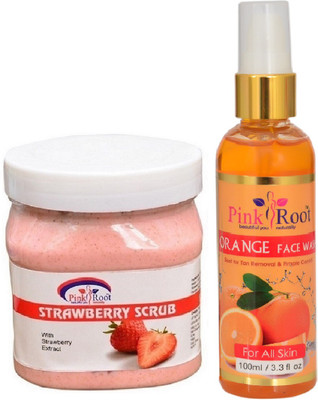 

Pink Root STRAWBERRY SCRUB 500ML WITH ORANGE FACE WASH 100ML(Set of 2)
