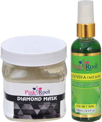 

Pink Root DIAMOND MASK 500ML WITH ALOEVERA FACE WASH 100ML(Set of 2)