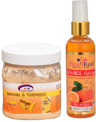 

Pink Root SANDAL MASK 500ML WITH ORANGE FACE WASH 100ML(Set of 2)