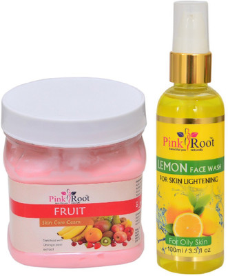 

Pink Root FRUIT CREAM 500ML WITH LEMON FACE WASH 100ML(Set of 2)